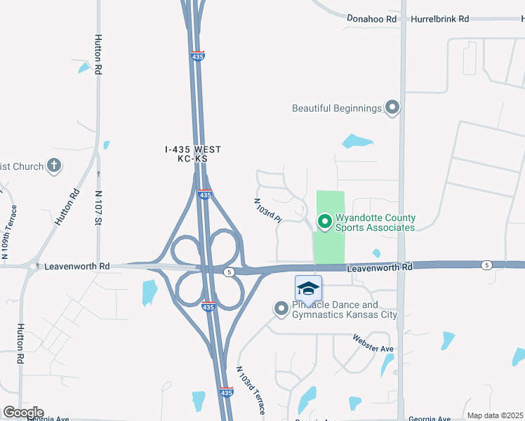 map of restaurants, bars, coffee shops, grocery stores, and more near 3212 North 103rd Place in Kansas City