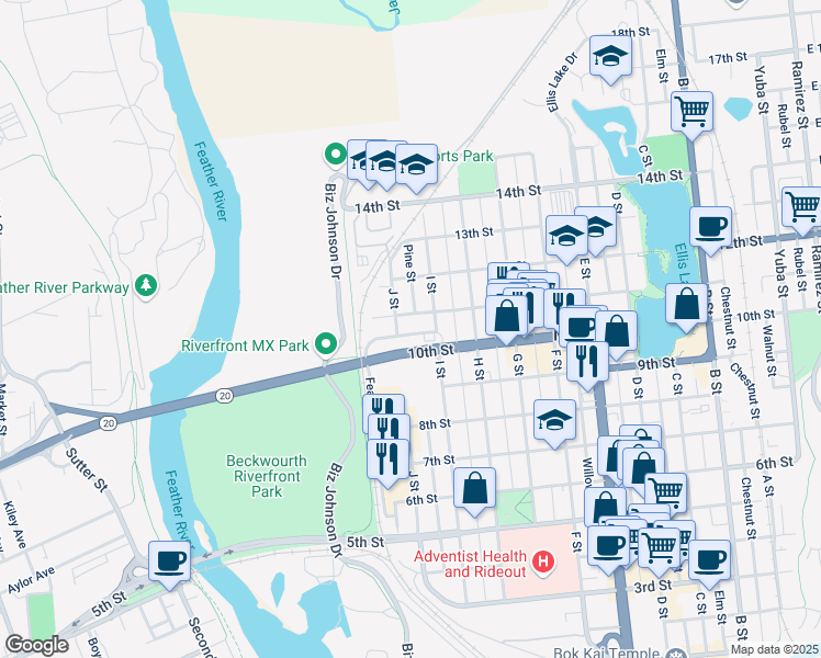 map of restaurants, bars, coffee shops, grocery stores, and more near 921 Featherside Way in Marysville