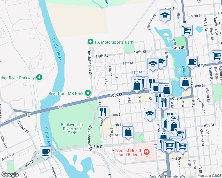 map of restaurants, bars, coffee shops, grocery stores, and more near 921 Featherside Way in Marysville