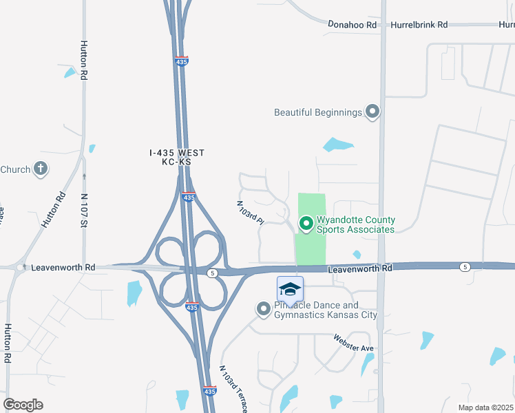map of restaurants, bars, coffee shops, grocery stores, and more near 3212 North 103rd Place in Kansas City