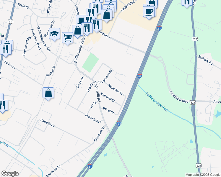 map of restaurants, bars, coffee shops, grocery stores, and more near 421 Superior Avenue in Winchester