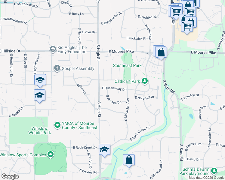 map of restaurants, bars, coffee shops, grocery stores, and more near 1919 South Sussex Drive in Bloomington