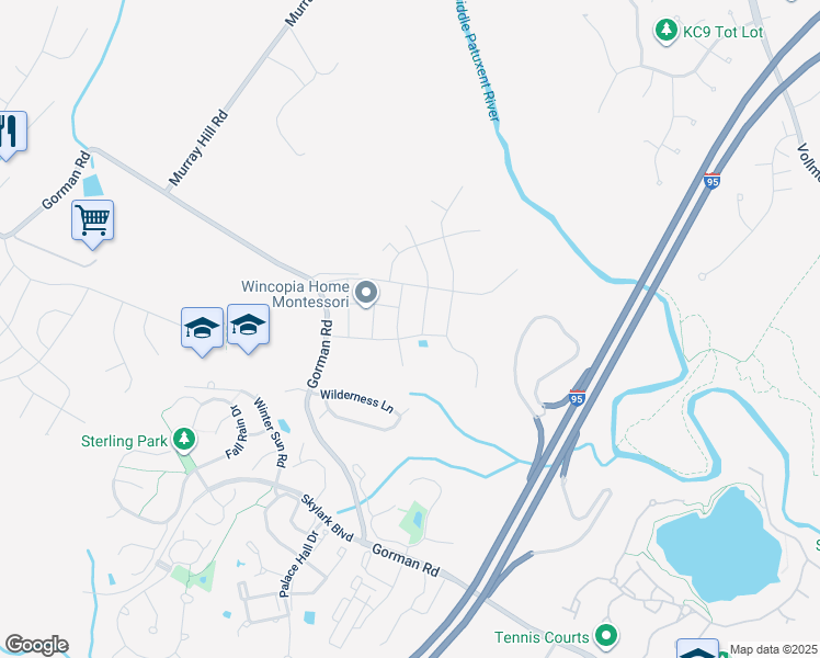map of restaurants, bars, coffee shops, grocery stores, and more near 9965 Henry Hearn Way in Laurel