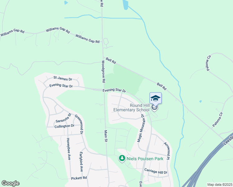 map of restaurants, bars, coffee shops, grocery stores, and more near 35748 Winslow Court in Round Hill