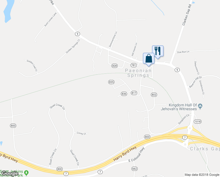 map of restaurants, bars, coffee shops, grocery stores, and more near 39955 Peacock Circle in Paeonian Springs