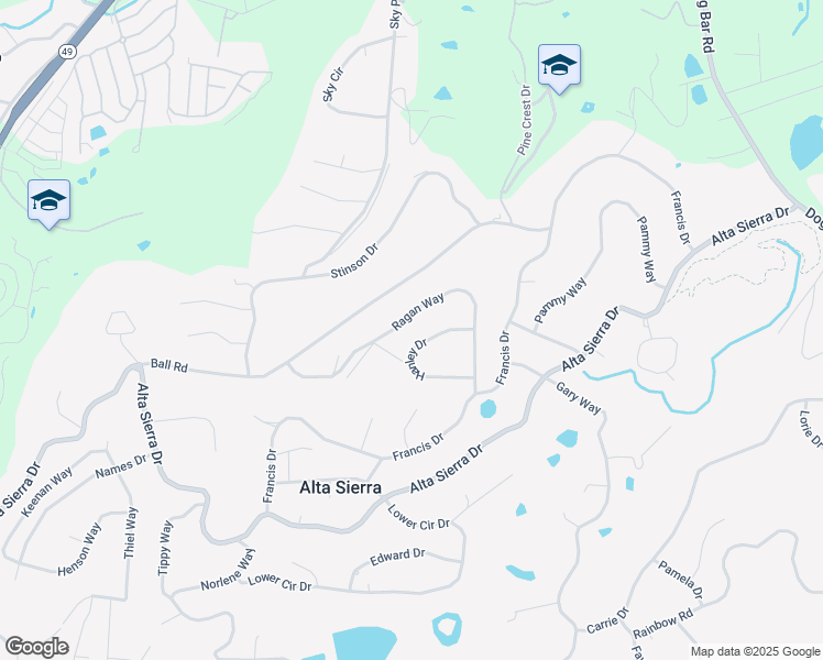 map of restaurants, bars, coffee shops, grocery stores, and more near 11415 Sunset Place in Grass Valley