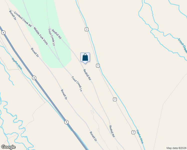 map of restaurants, bars, coffee shops, grocery stores, and more near 1412 Redhill Road in Fairplay