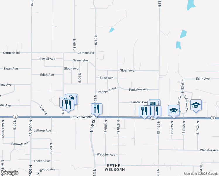 map of restaurants, bars, coffee shops, grocery stores, and more near 5730 Parkview Avenue in Kansas City
