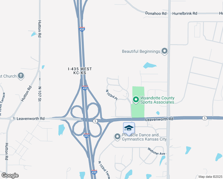 map of restaurants, bars, coffee shops, grocery stores, and more near 10348 Edith Avenue in Kansas City