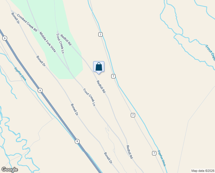 map of restaurants, bars, coffee shops, grocery stores, and more near 1412 Redhill Road in Fairplay