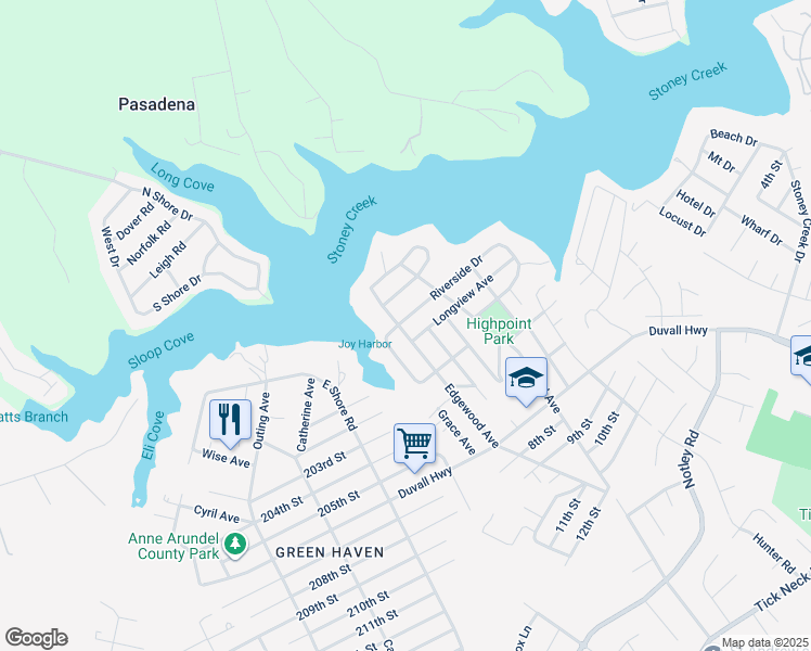 map of restaurants, bars, coffee shops, grocery stores, and more near 7721 Edgewood Avenue in Pasadena