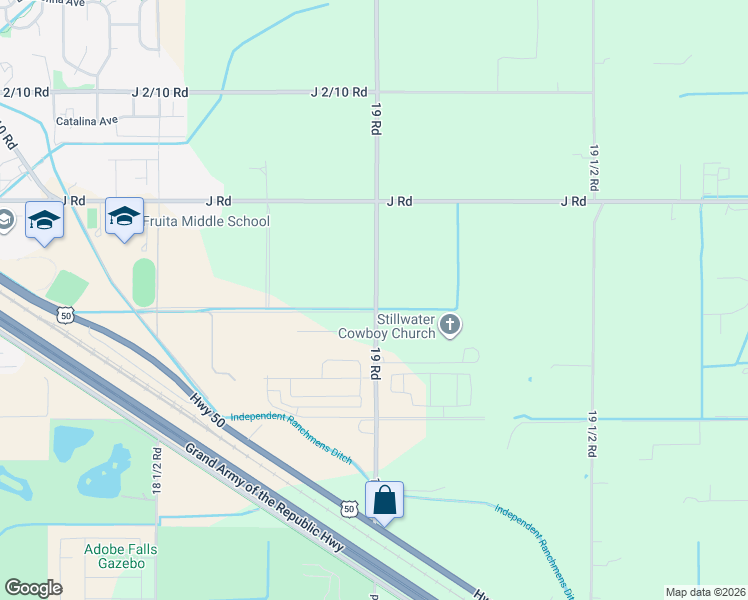 map of restaurants, bars, coffee shops, grocery stores, and more near 969 19 Road in Fruita