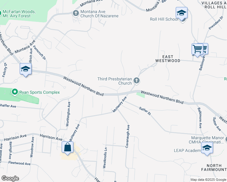 map of restaurants, bars, coffee shops, grocery stores, and more near 2311 Nicholson Avenue in Cincinnati