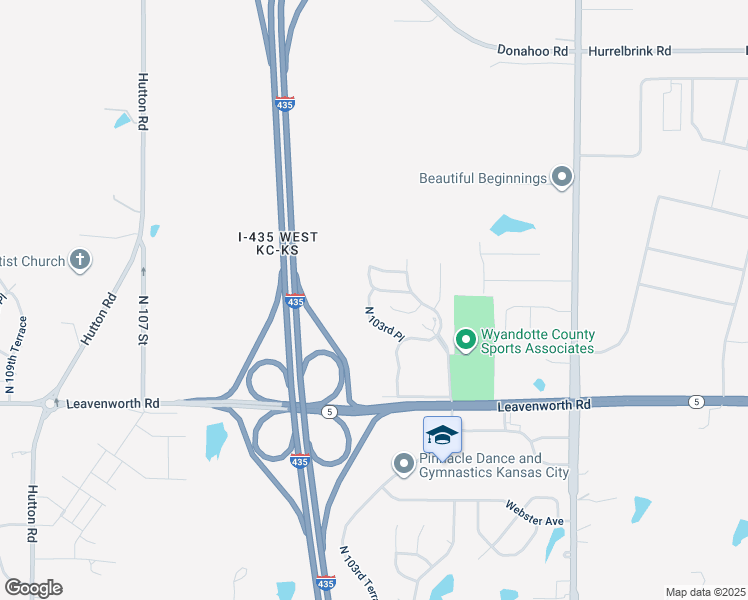 map of restaurants, bars, coffee shops, grocery stores, and more near 10348 Edith Avenue in Kansas City