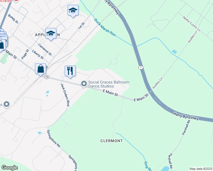 map of restaurants, bars, coffee shops, grocery stores, and more near 200 Locksley Lane in Boyce