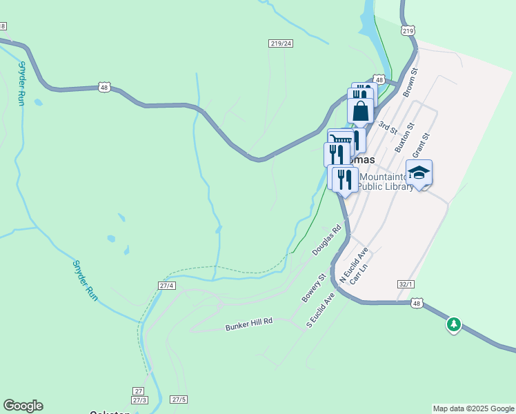 map of restaurants, bars, coffee shops, grocery stores, and more near in Thomas