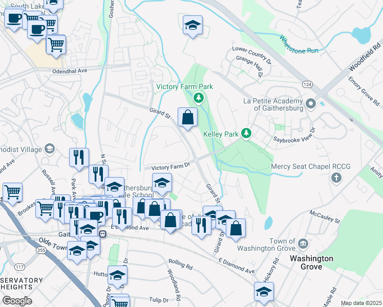 map of restaurants, bars, coffee shops, grocery stores, and more near 426 Girard Street in Gaithersburg