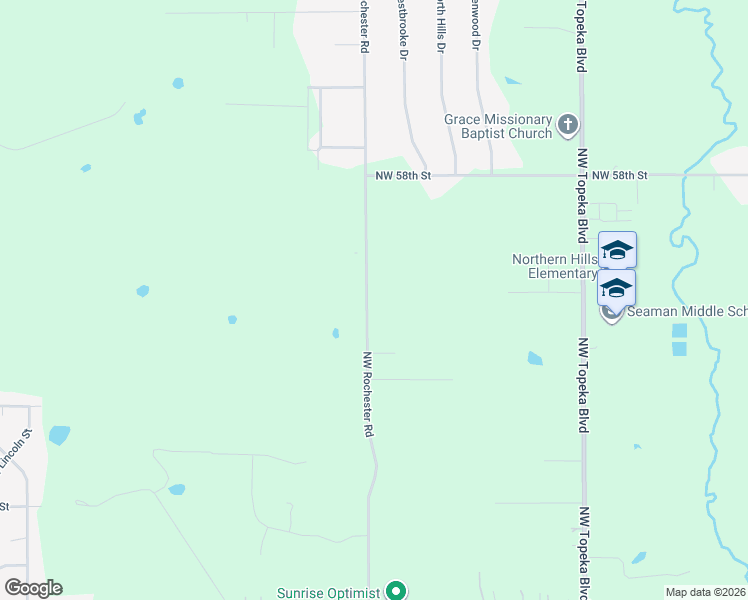 map of restaurants, bars, coffee shops, grocery stores, and more near 5544 Northwest Rochester Road in Topeka