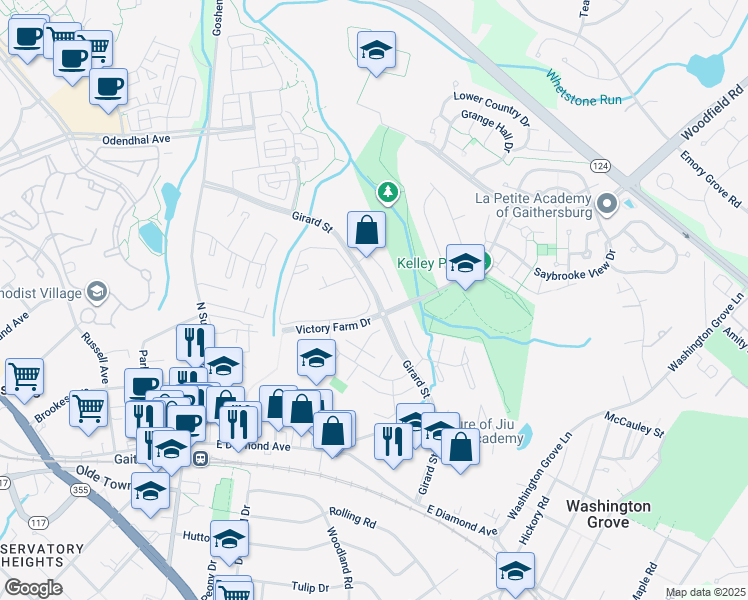 map of restaurants, bars, coffee shops, grocery stores, and more near 430 Girard Street in Gaithersburg