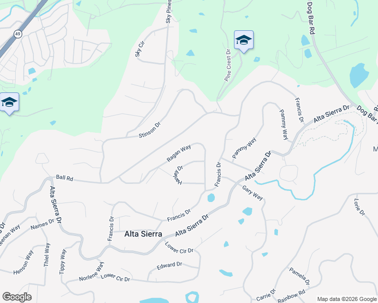map of restaurants, bars, coffee shops, grocery stores, and more near 11499 Ragan Way in Grass Valley