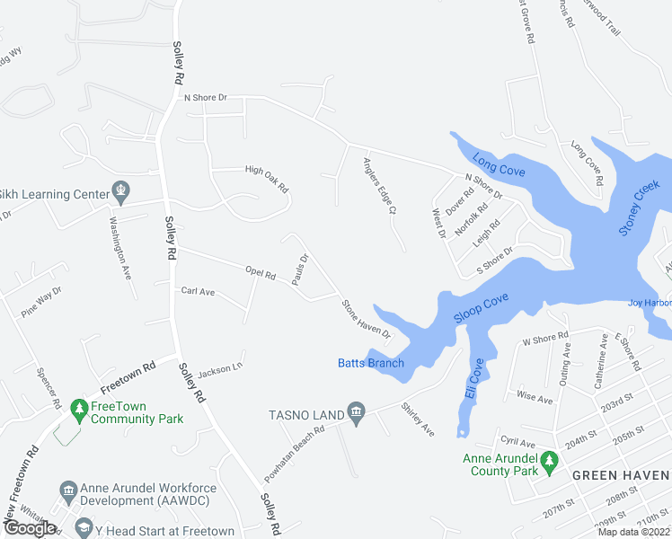map of restaurants, bars, coffee shops, grocery stores, and more near 8019 Stone Haven Drive in Glen Burnie