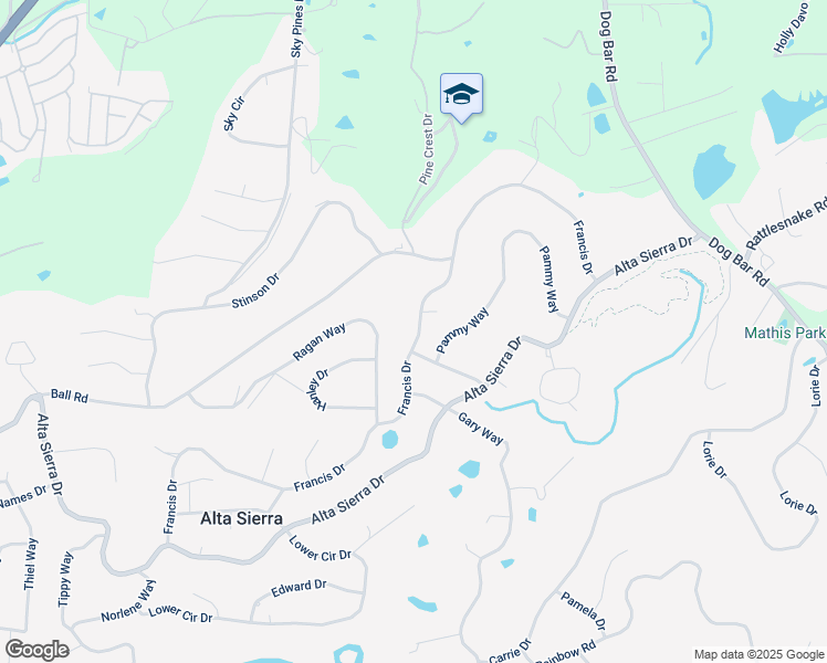 map of restaurants, bars, coffee shops, grocery stores, and more near 12316 Francis Drive in Grass Valley
