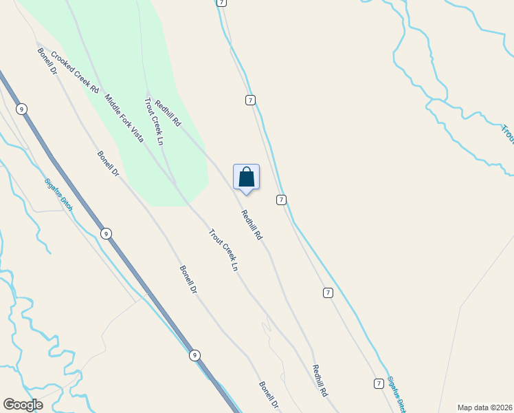 map of restaurants, bars, coffee shops, grocery stores, and more near 1456 Redhill Road in Fairplay