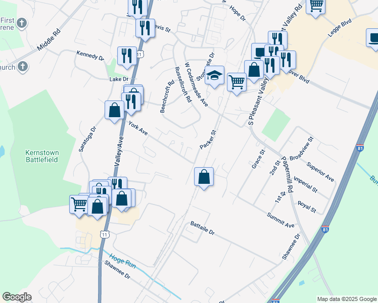 map of restaurants, bars, coffee shops, grocery stores, and more near 2872 Sheffield Court in Winchester