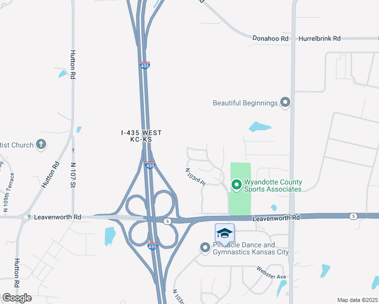 map of restaurants, bars, coffee shops, grocery stores, and more near 3313 North 103rd Place in Kansas City