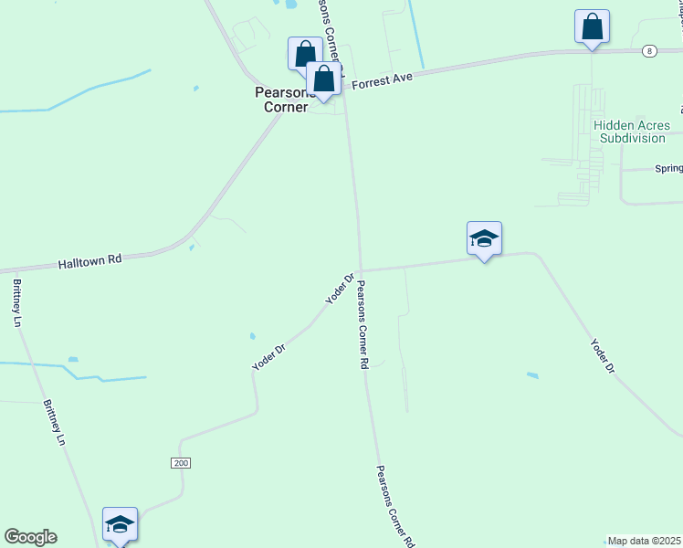 map of restaurants, bars, coffee shops, grocery stores, and more near 1075 Yoder Drive in Hartly