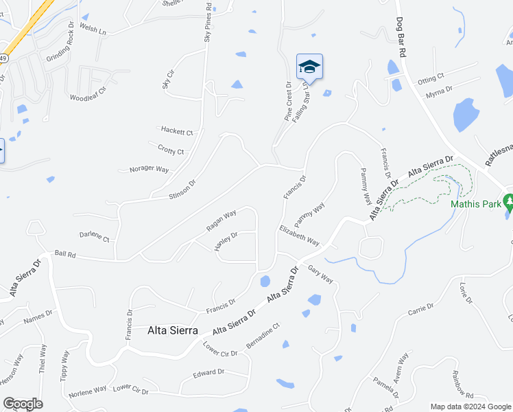 map of restaurants, bars, coffee shops, grocery stores, and more near 11576 Ragan Way in Grass Valley
