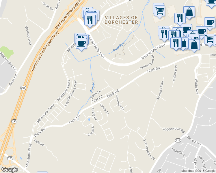 map of restaurants, bars, coffee shops, grocery stores, and more near 65 Keith Lane in Hanover