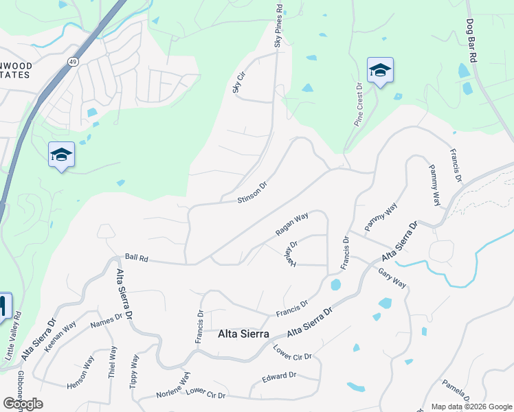 map of restaurants, bars, coffee shops, grocery stores, and more near 15016 Stinson Drive in Grass Valley