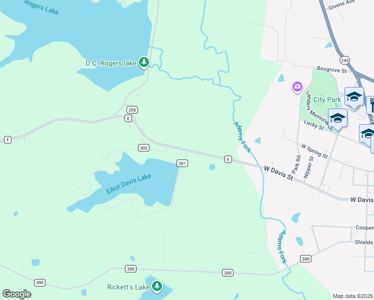 map of restaurants, bars, coffee shops, grocery stores, and more near 200 County Road E in Fayette