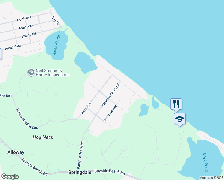 map of restaurants, bars, coffee shops, grocery stores, and more near 7618 Paradise Beach Road in Pasadena