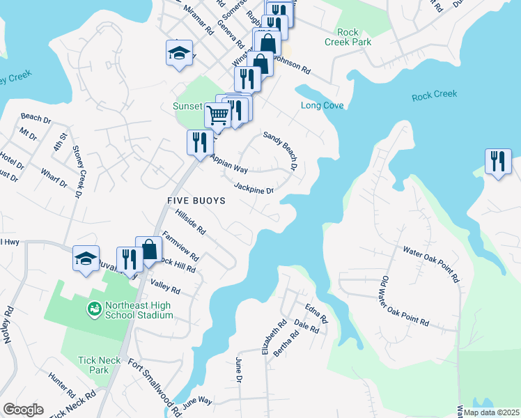map of restaurants, bars, coffee shops, grocery stores, and more near 114 Club Road in Pasadena