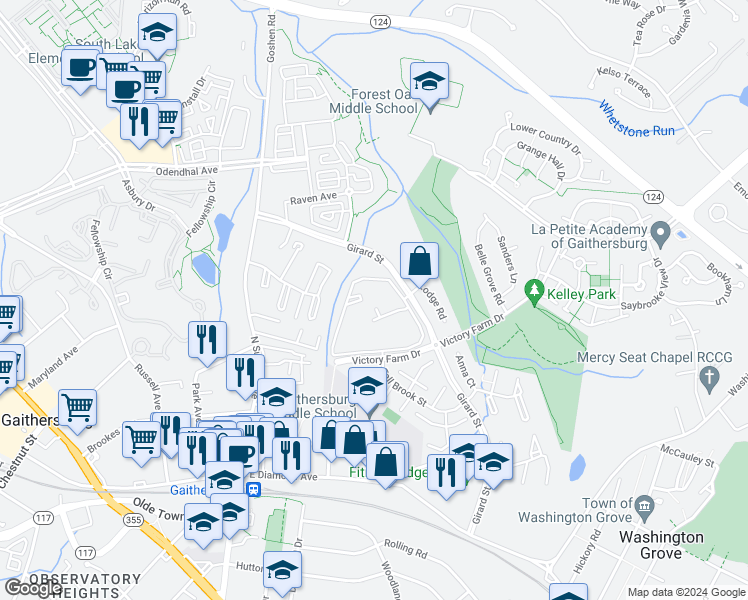 map of restaurants, bars, coffee shops, grocery stores, and more near 436 Girard Street in Gaithersburg