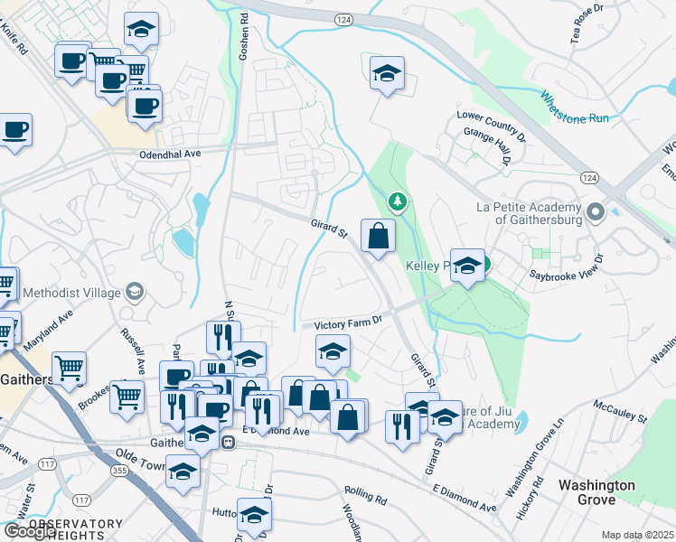map of restaurants, bars, coffee shops, grocery stores, and more near 436 Girard Street in Gaithersburg
