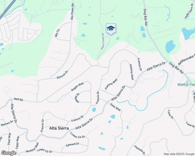 map of restaurants, bars, coffee shops, grocery stores, and more near 12364 Francis Drive in Grass Valley