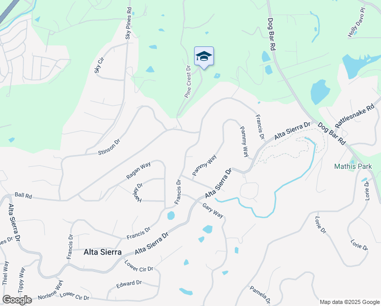 map of restaurants, bars, coffee shops, grocery stores, and more near 12378 Francis Drive in Grass Valley