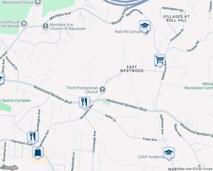 map of restaurants, bars, coffee shops, grocery stores, and more near 3382 McHenry Avenue in Cincinnati
