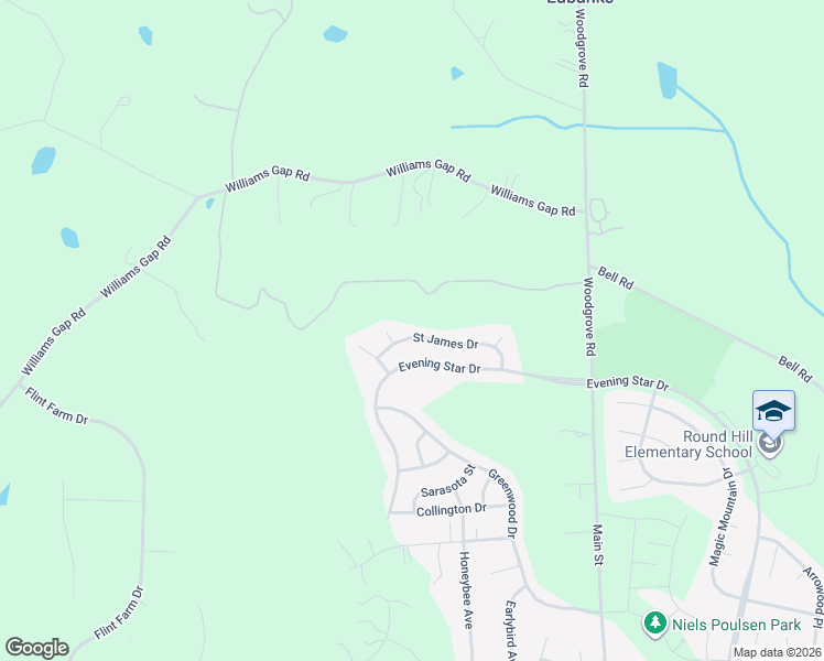 map of restaurants, bars, coffee shops, grocery stores, and more near 35494 Saint James Drive in Round Hill