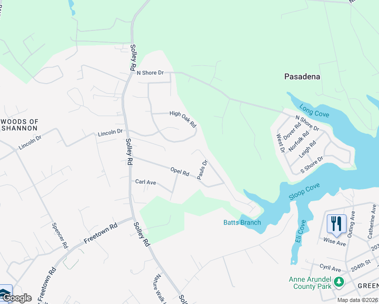 map of restaurants, bars, coffee shops, grocery stores, and more near 7995 Stone Haven Drive in Glen Burnie