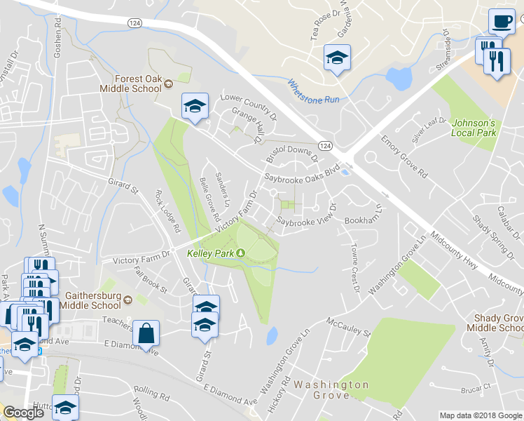 map of restaurants, bars, coffee shops, grocery stores, and more near 3 Lavenham Place in Gaithersburg