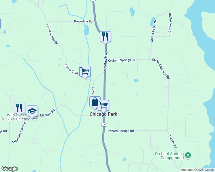 map of restaurants, bars, coffee shops, grocery stores, and more near 14955 Storms Lane in Grass Valley
