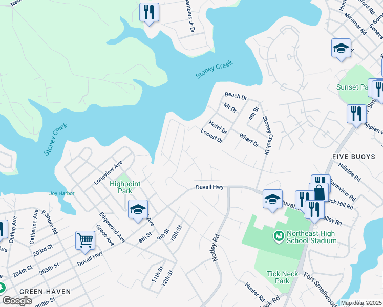map of restaurants, bars, coffee shops, grocery stores, and more near 7693 Oak Lane in Pasadena