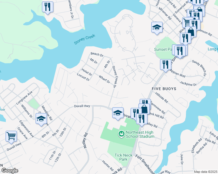 map of restaurants, bars, coffee shops, grocery stores, and more near 1101 Holmespun Drive in Pasadena