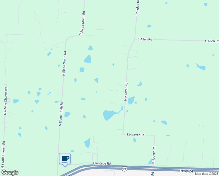 map of restaurants, bars, coffee shops, grocery stores, and more near 2618 N Hoover Rd in Buckner