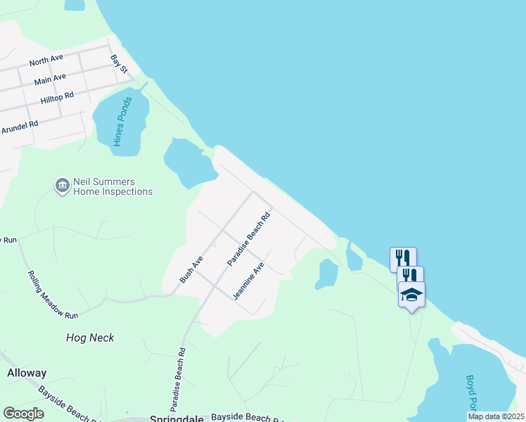 map of restaurants, bars, coffee shops, grocery stores, and more near 7604 Paradise Beach Road in Pasadena
