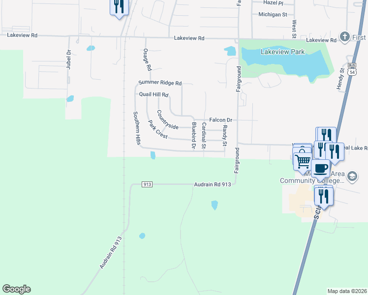 map of restaurants, bars, coffee shops, grocery stores, and more near 1617 Eagle Dr in Mexico